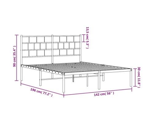 Estructura cama sin colchón con cabecero metal negro 135x190 cm