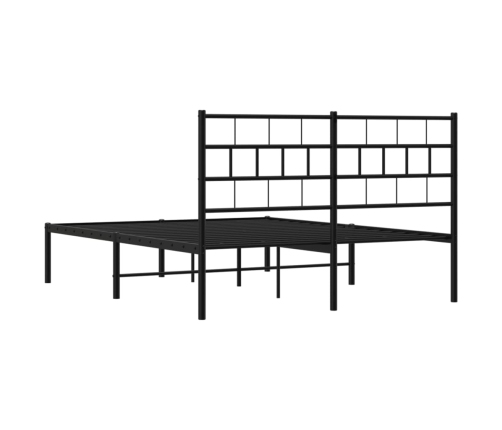 Estructura cama sin colchón con cabecero metal negro 140x200 cm