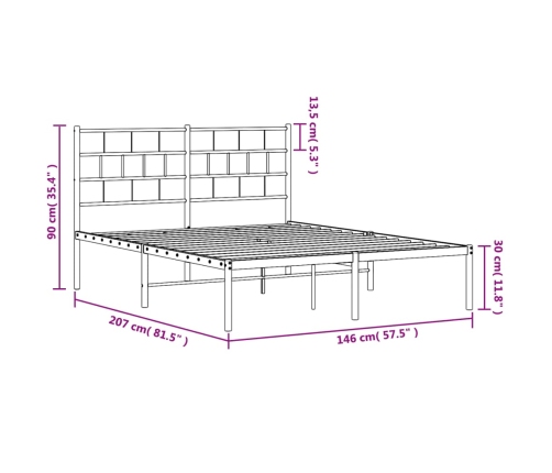 Estructura cama sin colchón con cabecero metal negro 140x200 cm
