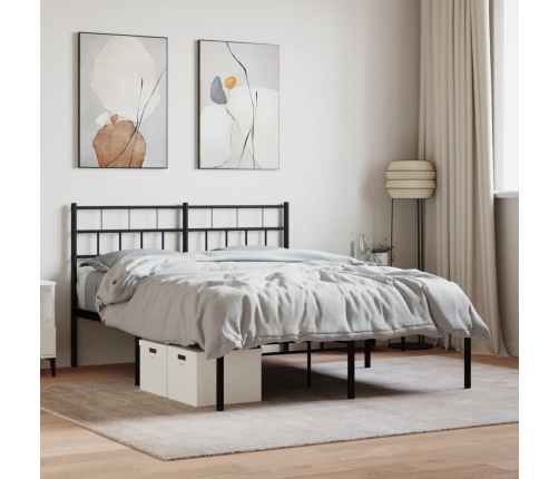 Estructura cama sin colchón con cabecero metal negro 140x200 cm