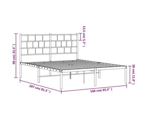 Estructura cama sin colchón con cabecero metal negro 160x200 cm
