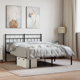 Estructura cama sin colchón con cabecero metal negro 160x200 cm