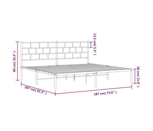 Estructura cama sin colchón con cabecero metal negro 180x200 cm