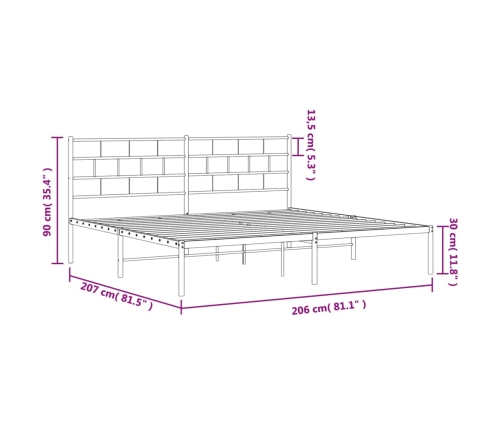 Estructura cama sin colchón con cabecero metal negro 200x200 cm