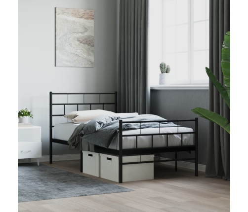 Estructura cama sin colchón con estribo metal negro 90x190 cm