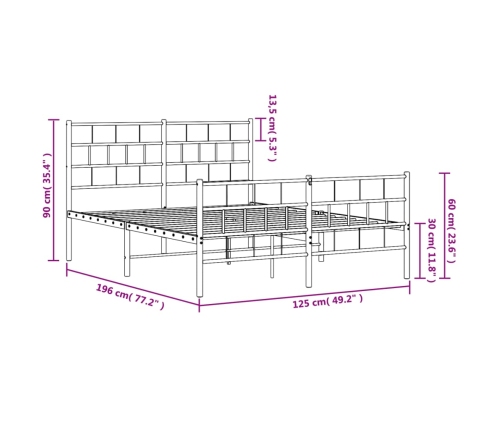 Estructura cama sin colchón con estribo metal negro 120x190 cm