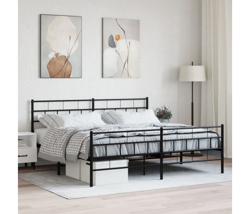 Estructura cama sin colchón con estribo metal negro 193x203 cm