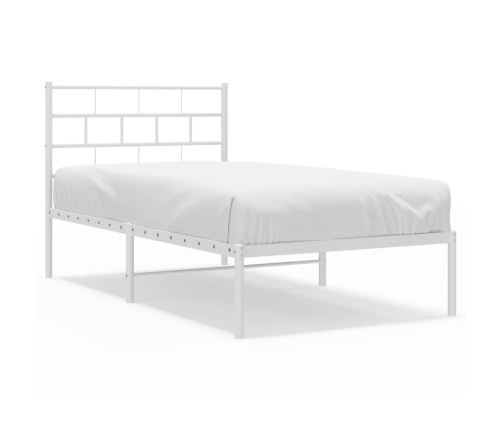 Estructura cama sin colchón con cabecero metal blanco 75x190 cm