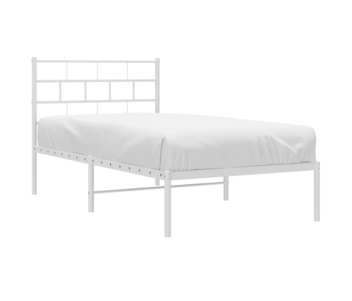 Estructura cama sin colchón con cabecero metal blanco 75x190 cm