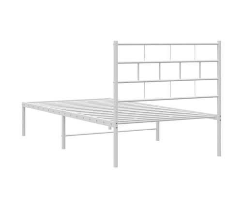 Estructura cama sin colchón con cabecero metal blanco 75x190 cm