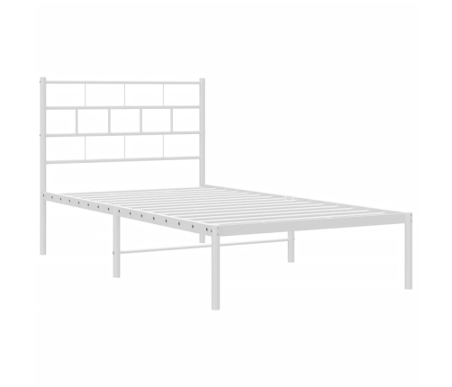 Estructura cama sin colchón con cabecero metal blanco 80x200 cm