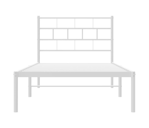 Estructura cama sin colchón con cabecero metal blanco 100x190cm