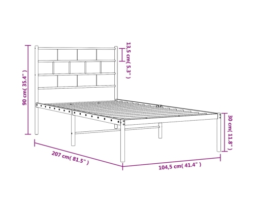 Estructura cama sin colchón con cabecero metal blanco 100x200cm