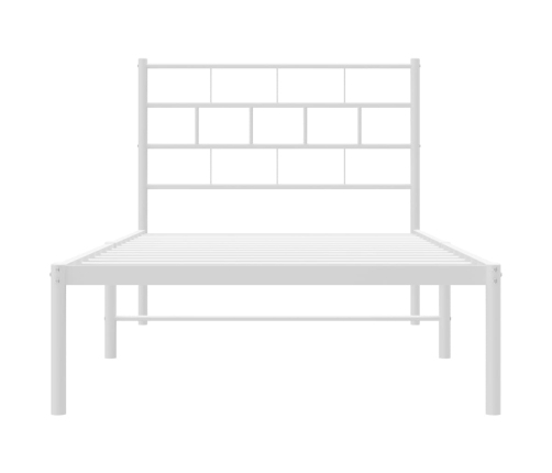 Estructura cama sin colchón con cabecero metal blanco 107x203cm