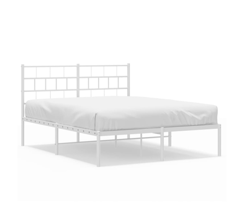 Estructura cama sin colchón con cabecero metal blanco 120x190cm