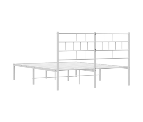 Estructura cama sin colchón con cabecero metal blanco 120x190cm