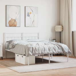 Estructura cama sin colchón con cabecero metal blanco 120x200cm