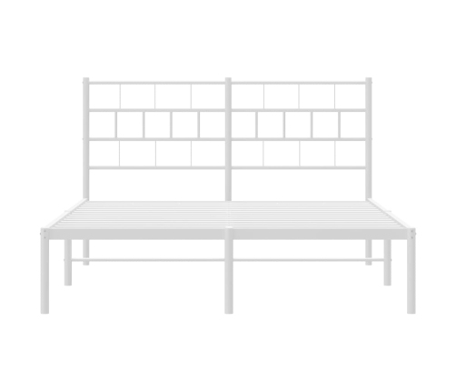 Estructura cama sin colchón con cabecero metal blanco 135x190cm