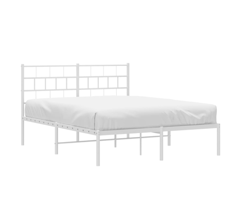 Estructura cama sin colchón con cabecero metal blanco 140x190cm