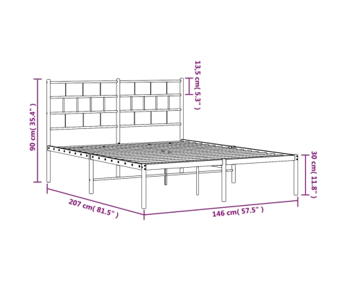 Estructura cama sin colchón con cabecero metal blanco 140x200cm