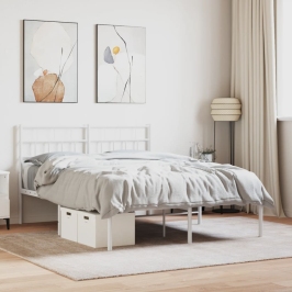 Estructura cama sin colchón con cabecero metal blanco 150x200cm
