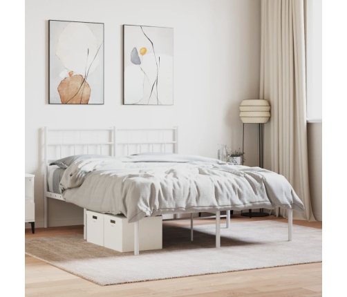 Estructura cama sin colchón con cabecero metal blanco 150x200cm