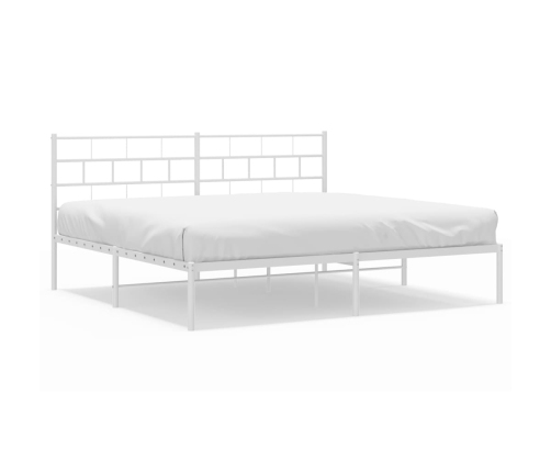 Estructura cama sin colchón con cabecero metal blanco 200x200cm