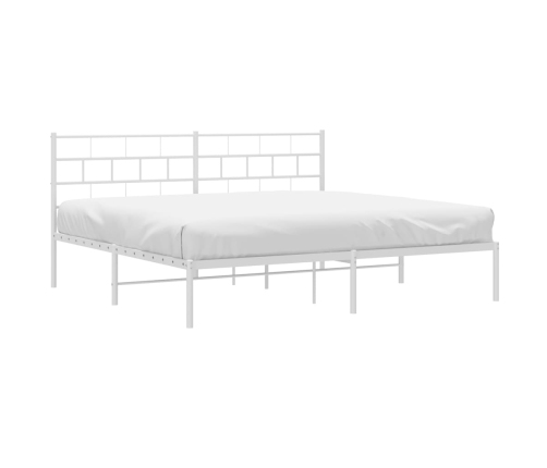 Estructura cama sin colchón con cabecero metal blanco 200x200cm