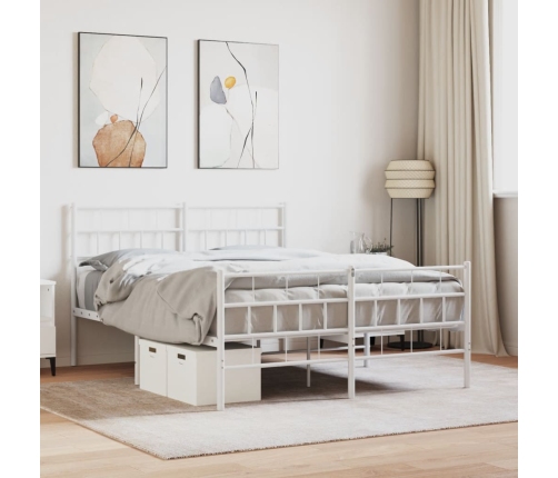 Estructura cama sin colchón con estribo metal blanco 135x190 cm