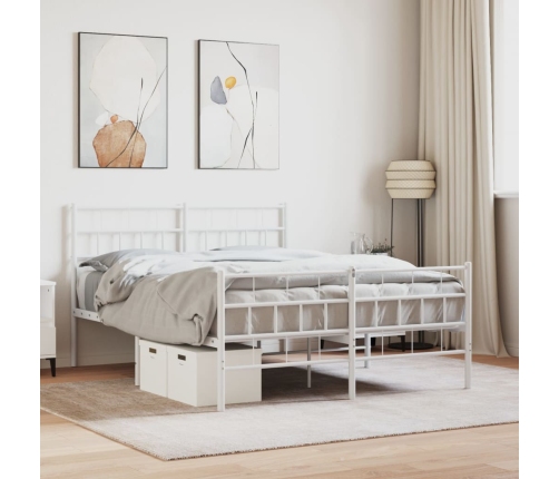 Estructura cama sin colchón con estribo metal blanco 140x190 cm