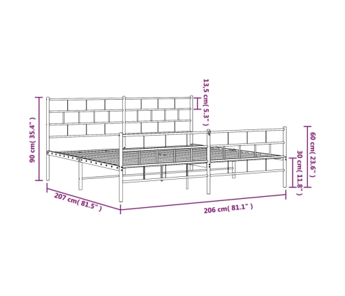 Estructura cama sin colchón con estribo metal blanco 200x200 cm