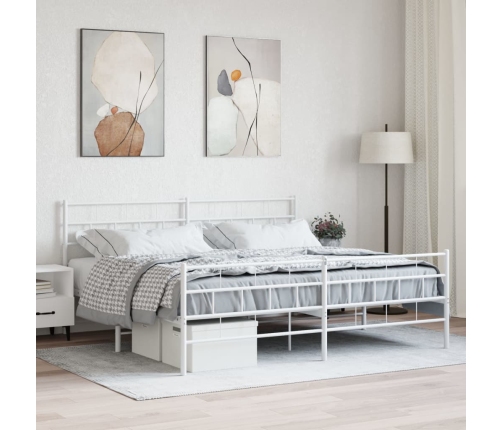 Estructura cama sin colchón con estribo metal blanco 200x200 cm