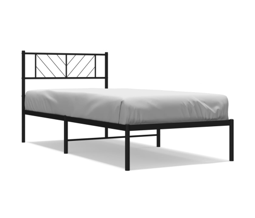 Estructura cama sin colchón con cabecero metal negro 75x190 cm