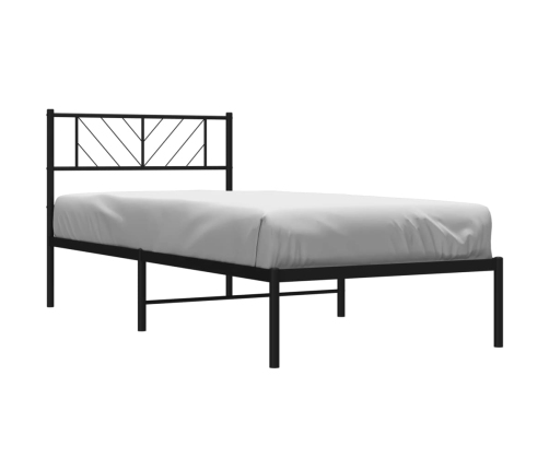 Estructura cama sin colchón con cabecero metal negro 75x190 cm