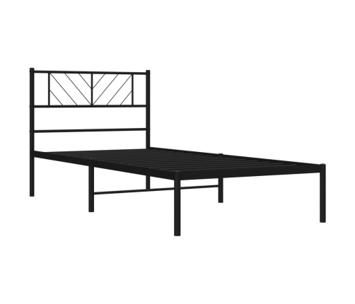 Estructura cama sin colchón con cabecero metal negro 75x190 cm