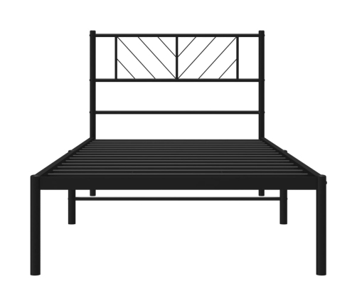 Estructura cama sin colchón con cabecero metal negro 75x190 cm