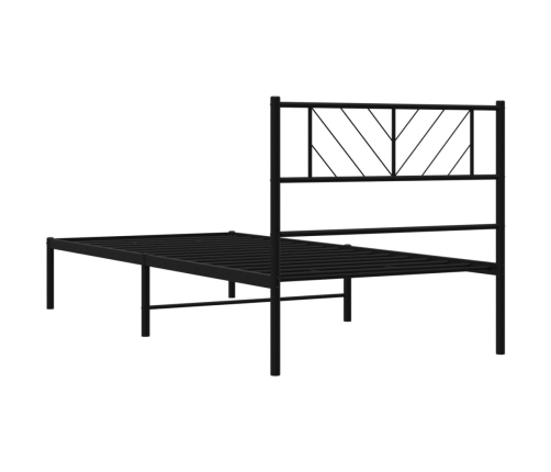 Estructura cama sin colchón con cabecero metal negro 75x190 cm