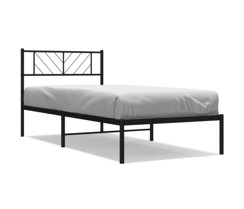 Estructura cama sin colchón con cabecero metal negro 90x190 cm