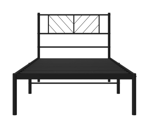 Estructura cama sin colchón con cabecero metal negro 90x190 cm