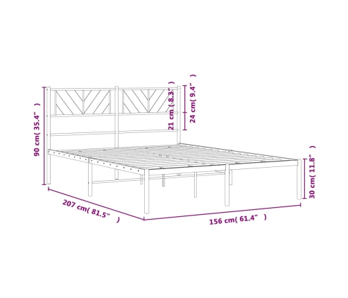 Estructura cama sin colchón con cabecero metal negro 150x200 cm