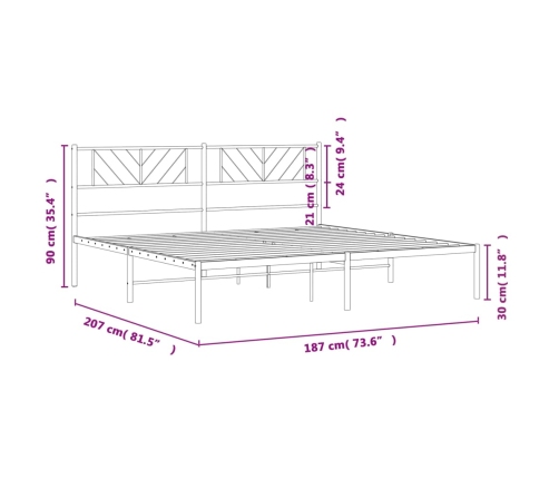 Estructura cama sin colchón con cabecero metal negro 180x200 cm