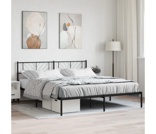 Estructura cama sin colchón con cabecero metal negro 180x200 cm