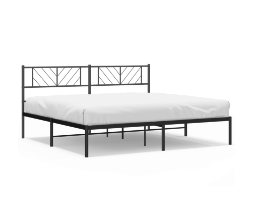 Estructura cama sin colchón con cabecero metal negro 183x213 cm