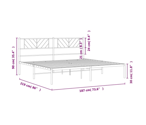 Estructura cama sin colchón con cabecero metal negro 183x213 cm