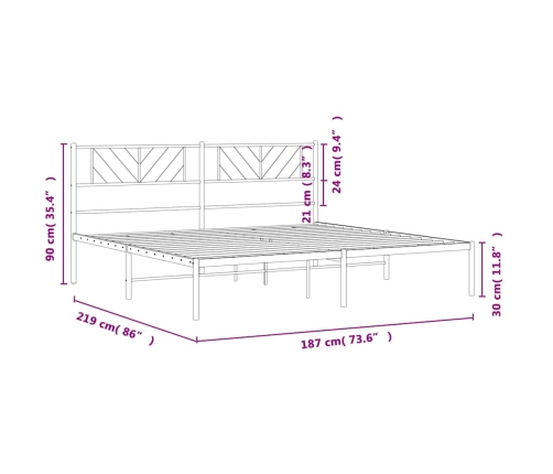 Estructura cama sin colchón con cabecero metal negro 183x213 cm