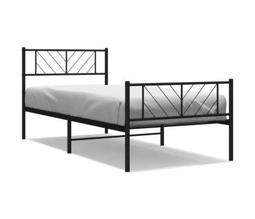 Estructura cama sin colchón con estribo metal negro 100x190 cm