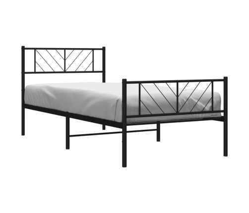 Estructura cama sin colchón con estribo metal negro 100x190 cm