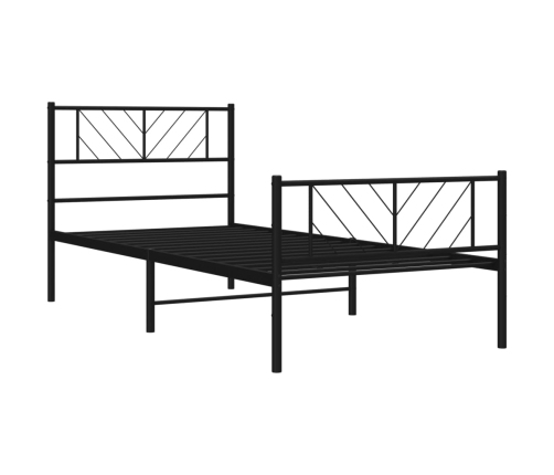 Estructura cama sin colchón con estribo metal negro 100x190 cm