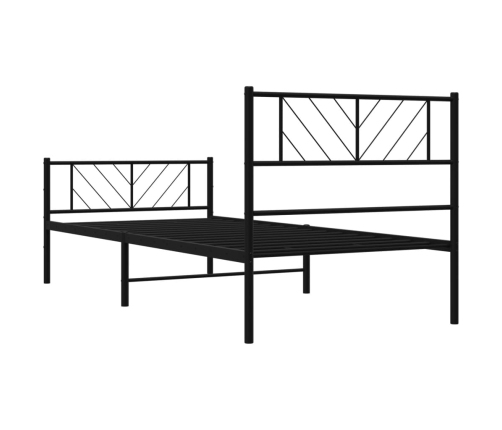 Estructura cama sin colchón con estribo metal negro 100x190 cm