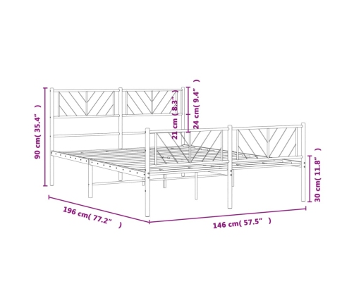 Estructura cama sin colchón con estribo metal negro 140x190 cm